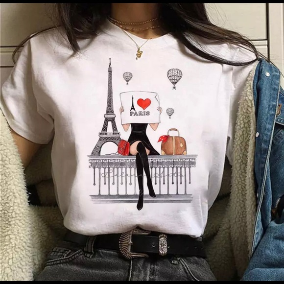 Tops - Paris printed White T-shirt M
